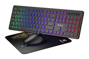 Aula Ac208 Işıklı Sessiz Ergonomik Siyah Kablosuz Klavye Mouse Seti