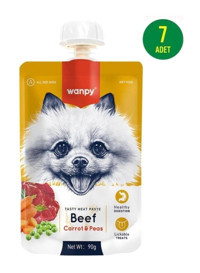 Wanpy Sığır Etli-Havuç Ezme Köpek Maması 7 x 90 gr 7'li