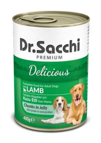 Dr.sacchi Premium Kuzu Etli Jöleli-Parça Etli Yetişkin Köpek Maması 400 gr Tekli
