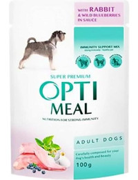 Optimeal Süper Premium Tavşan - Yaban Mersini Yetişkin Köpek Maması 6 x 100 gr 6'lı
