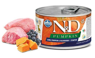 N&D Pumpkin Balkabaklı-Kuzu Etli-Yaban Mersinli Kıyılmış Yavru Köpek Maması 6 x 140 gr 6'lı