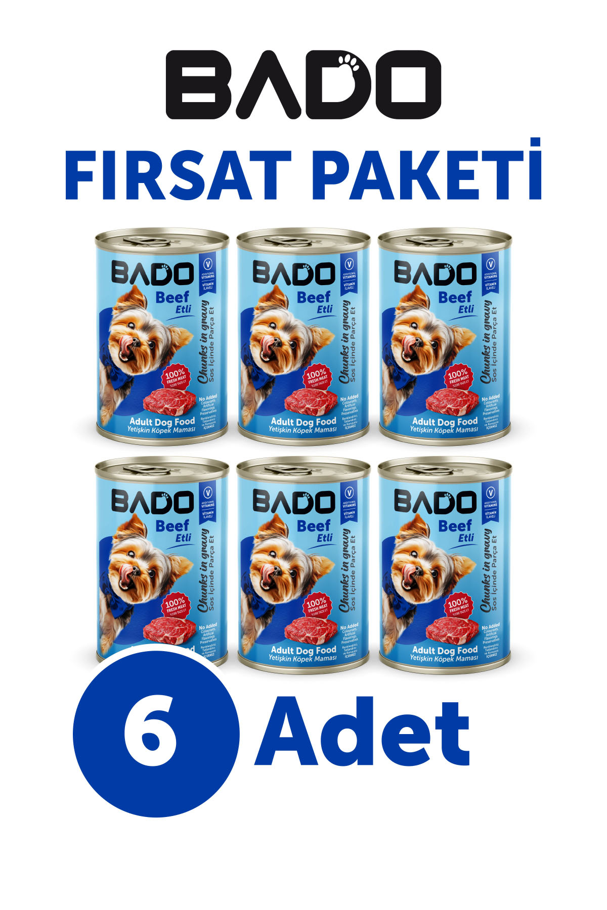 Bado Biftekli Ezme Köpek Maması 6 x 400 gr 6'lı