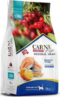 Carni-Life Somon - Portakal Kısırlaştırılmış Düşük Tahıllı Yetişkin Kedi Maması 1.5 kg