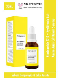Maruderm Niacinamide %10 + Hyalüronik Asit + Panthenol Cilt Bakım Canlandırıcı Jel Yüz Serumu 30 ml