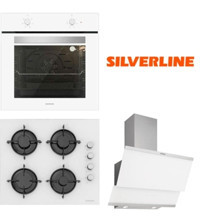 Silverline BO6501W01 - CS5349W01 - 3420 CLASSY Doğalgazlı Cam Klasik Set Üstü Davlumbaz 3'lü Ankastre Set Beyaz