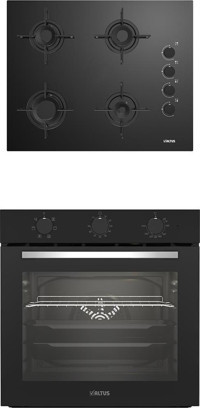 Altus 321 B - 159 DB Doğalgazlı Cam Ankastre Fırın Ocak 2'li Ankastre Set Siyah