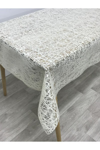 Yıldızhome Plastik 140 x 140 cm Dikdörtgen Masa Örtüsü Krem