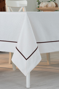 Tropikhome Pamuk 120 x 160 cm Dikdörtgen Masa Örtüsü Krem