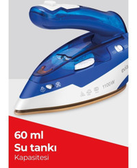 Evia Holiday EA-4603 1100 W 20 gr/dk Aliminyum Tabanlı Kablolu Buharlı Seyehat Ütüsü