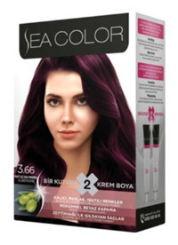 Sea Color Colour Cream 3.66 Patlıcan Moru Krem Saç Boyası 50 ml