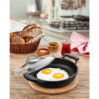 Polo Chef Kapaklı Plastik Saplı Döküm 22 cm Sahan Tava Siyah