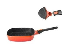 Berghoff Gem Stay Cool Plastik Saplı Alüminyum Döküm 24 cm Grill Tava Turuncu