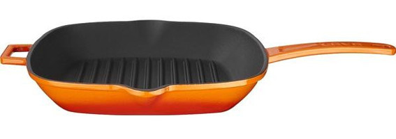 Lava Metal Saplı Döküm 26x26 cm Grill Tava Turuncu