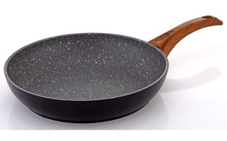 Bonera Vogue Ahşap Saplı Alüminyum 24 cm Düz Tava Siyah