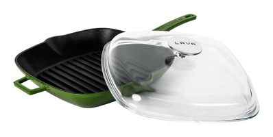 Lava Kare Kapaklı Metal Saplı Döküm 28x28 cm Grill Tava Yeşil