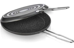 Gözde İkiz Metal Saplı Granit 32 cm Balık Tava Siyah