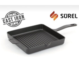 Sürel Kare Döküm 30 cm Grill Tava Siyah