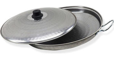 Güryan Kapaklı Metal Saplı Paslanmaz Krom 35 cm Saç Tava Gri