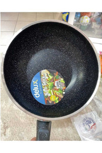 Yıldız Çelik Granit Saplı Alüminyum 28 cm Wok Tava Siyah