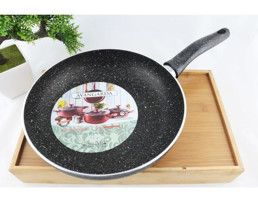 Avangard Plastik Saplı Alüminyum 28 cm Düz Tava Siyah