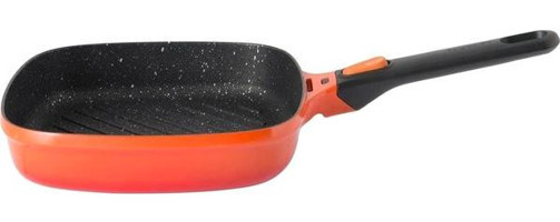 Berghoff Stay Cool Soft Plastik Saplı Alüminyum Döküm 24 cm Grill Tava Turuncu