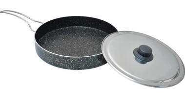 Nurgaz Campout Kapaklı Metal Saplı Döküm 28 cm Balık Tava Gri