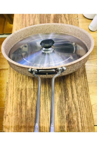 O.M.S 3222 Metal Saplı Granit 32 cm Balık Tava Krem