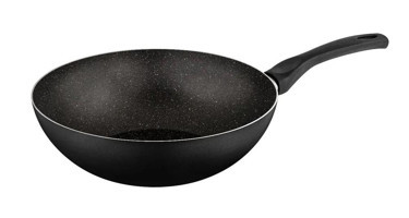 Papilla Master Sunday Plastik Saplı Alüminyum 28 cm Wok Tava Siyah