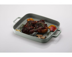 Primanova Fika Dikdörtgen Döküm Saplı Alüminyum 28 cm Grill Tava Gri