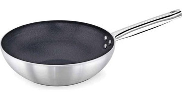Astera Çelik Saplı Alüminyum 24 cm Wok Tava Gri