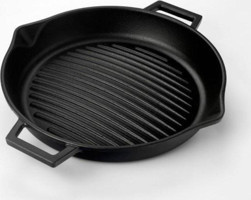 Lava Konik Döküm 30 cm Grill Tava Siyah