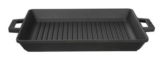Lava Dikdörtgen Döküm Saplı Döküm 26x32 cm Grill Tava Siyah