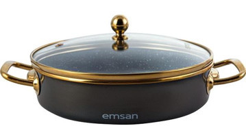 Emsan Kapaklı Metal Saplı 20 cm Sahan Tava Siyah
