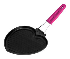 Lava Love Serisi Silikon Saplı Döküm 22x23 cm Grill Tava Pembe
