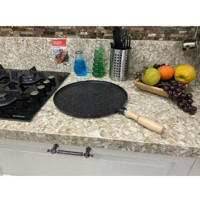 Cansuyu Ahşap Saplı Alüminyum Döküm 35 cm Grill Tava Siyah