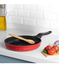 Aryıldız Fontal Plastik Saplı Alüminyum 28 cm Düz Tava Kırmızı