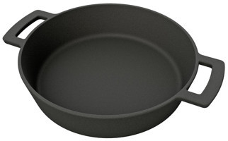 Outdoorchef Gurme Döküm Saplı Demir Döküm 28 cm Düz Tava Siyah