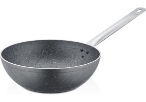 Polo Chef Megatron Metal Saplı Alüminyum 28 cm Wok Tava Gri