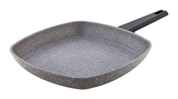 Falez Kare Plastik Saplı Alüminyum 28 cm Düz Tava Gri