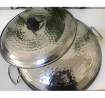 Üzüm Çelik Kapaklı Metal Saplı Paslanmaz Krom 40 cm Saç Tava Gri