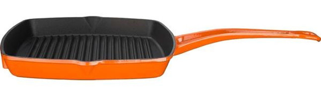Lava Kare Metal Saplı Döküm 26 cm Grill Tava Turuncu