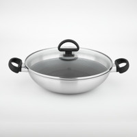 Carl Schmidt Sohn Premıum Plastik Saplı Paslanmaz Çelik 36 cm Wok Tava Gri