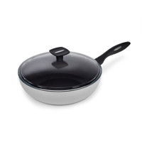 Moneta Mammola Kapaklı Plastik Saplı Çelik 30 cm Wok Tava Gri