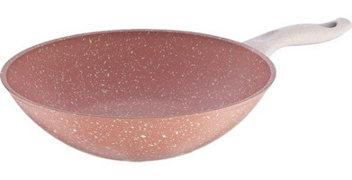 Falez Pinky Plastik Saplı Alüminyum 28 cm Wok Tava Pembe
