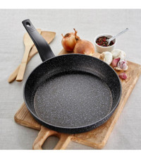 Lavonni Plastik Saplı Granit 24 cm Düz Tava Siyah