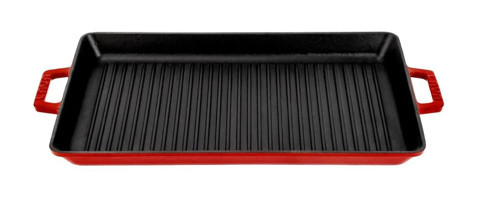 Lava Dikdörtgen Döküm 26x45 cm Grill Tava Kırmızı