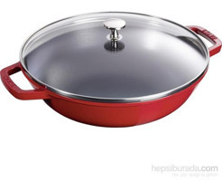 Zwilling Kapaklı Plastik Saplı Döküm 30 cm Düz Tava Kırmızı