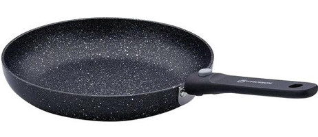 Korkmaz Pratika Plastik Saplı Granit 18 cm Düz Tava Siyah