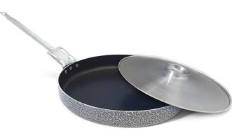 Leydi Kapaklı Çelik Saplı Alüminyum 32 cm Balık - Börek Tava Gri