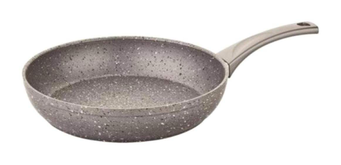 O.M.S GR303 Plastik Saplı Döküm 24 cm Düz Tava Gri